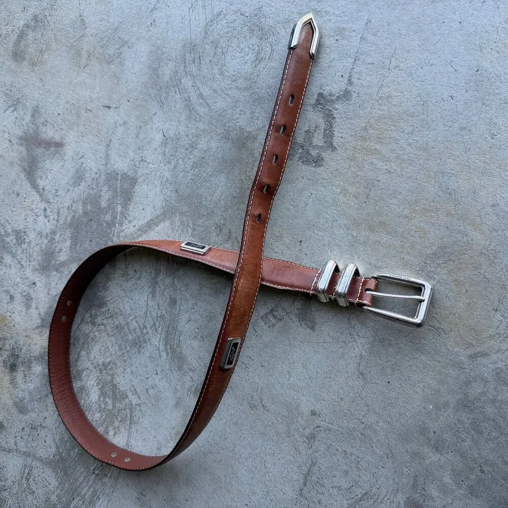 Vintage 90s Greg Norman Leather Belt Brown Size 34